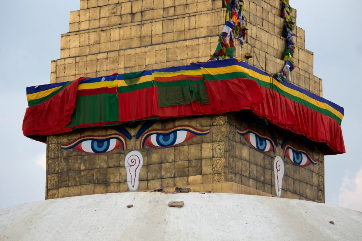 The image of eyes of buddha at bouddhanath